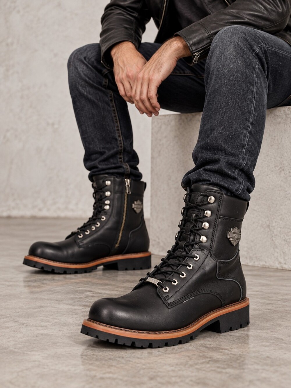 Harley-Davidson Tyson Black Leather Motorcycle Boots Men’s 11.5 D95188